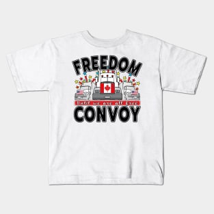 FREEDOM CONVOY 2022 UNTIL WE ARE ALL FREE LETTERS BLACK Kids T-Shirt